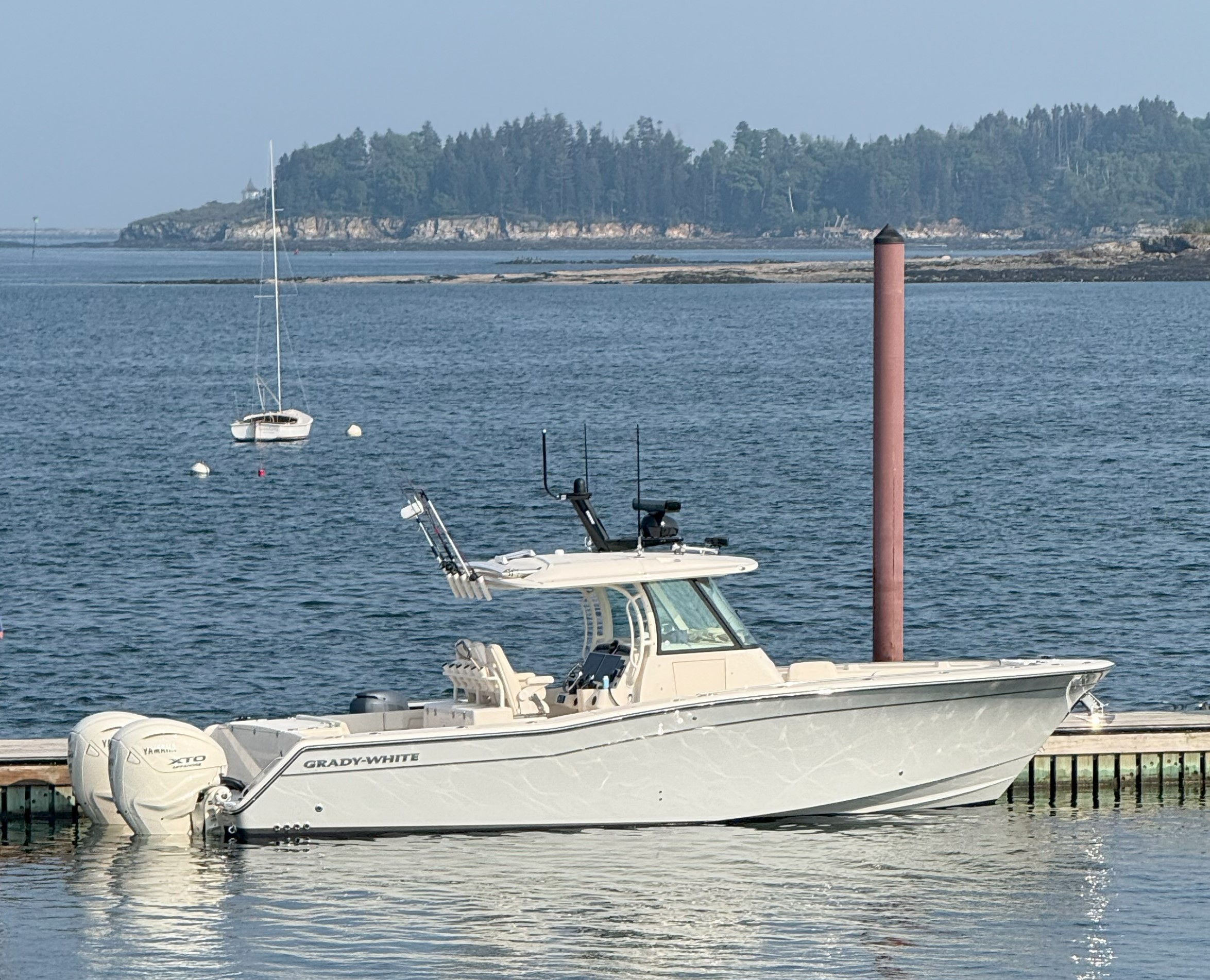 Swell Time Charters' 2025 Grady White Canyon 336 at dock in Maine